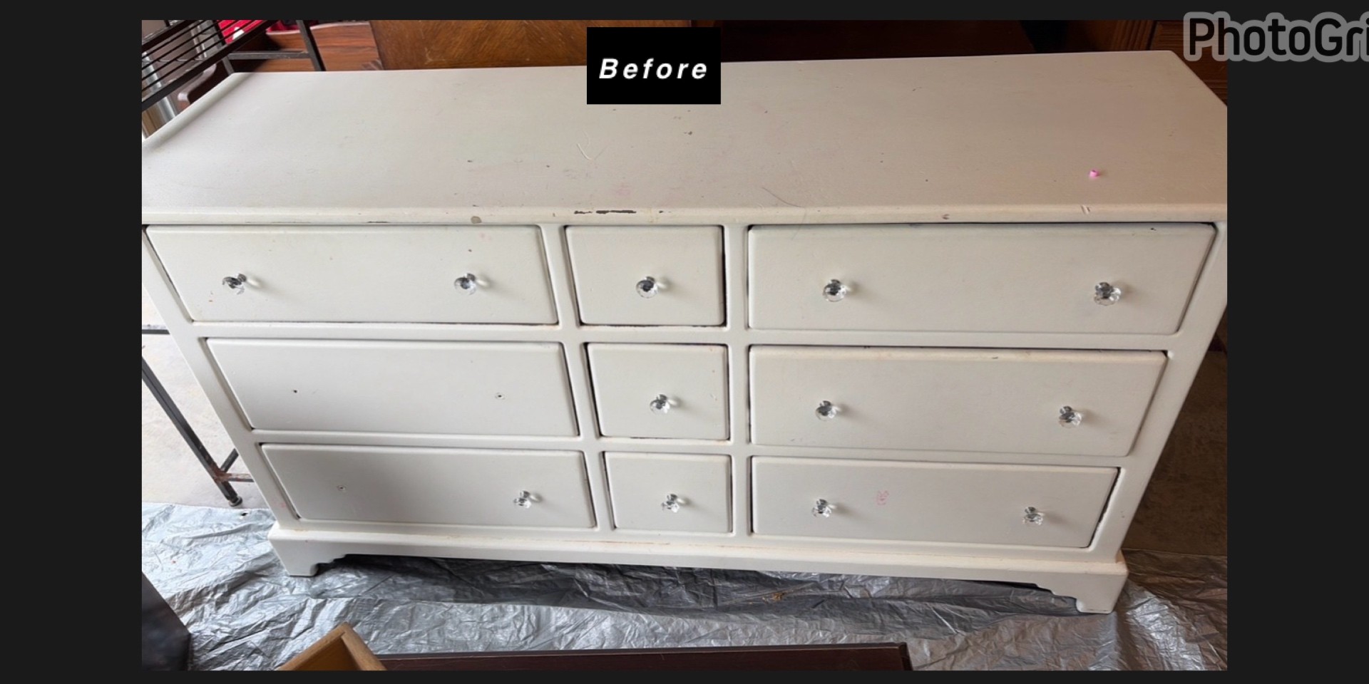 Sage Vintage Dresser — before